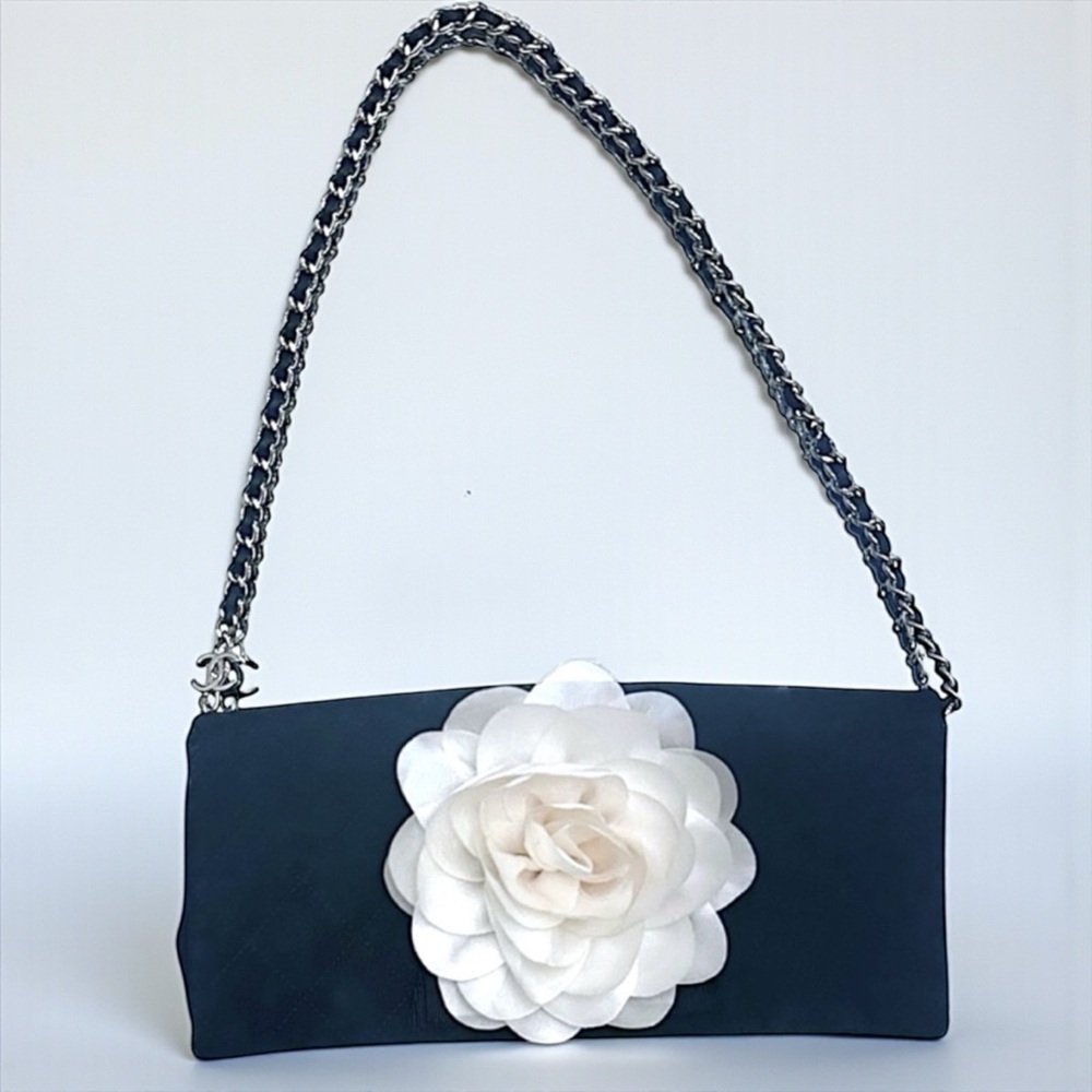 Chanel Camellia Flower Quilted Clutch Bag | Chain Strap Shoulder Bag | Like New
